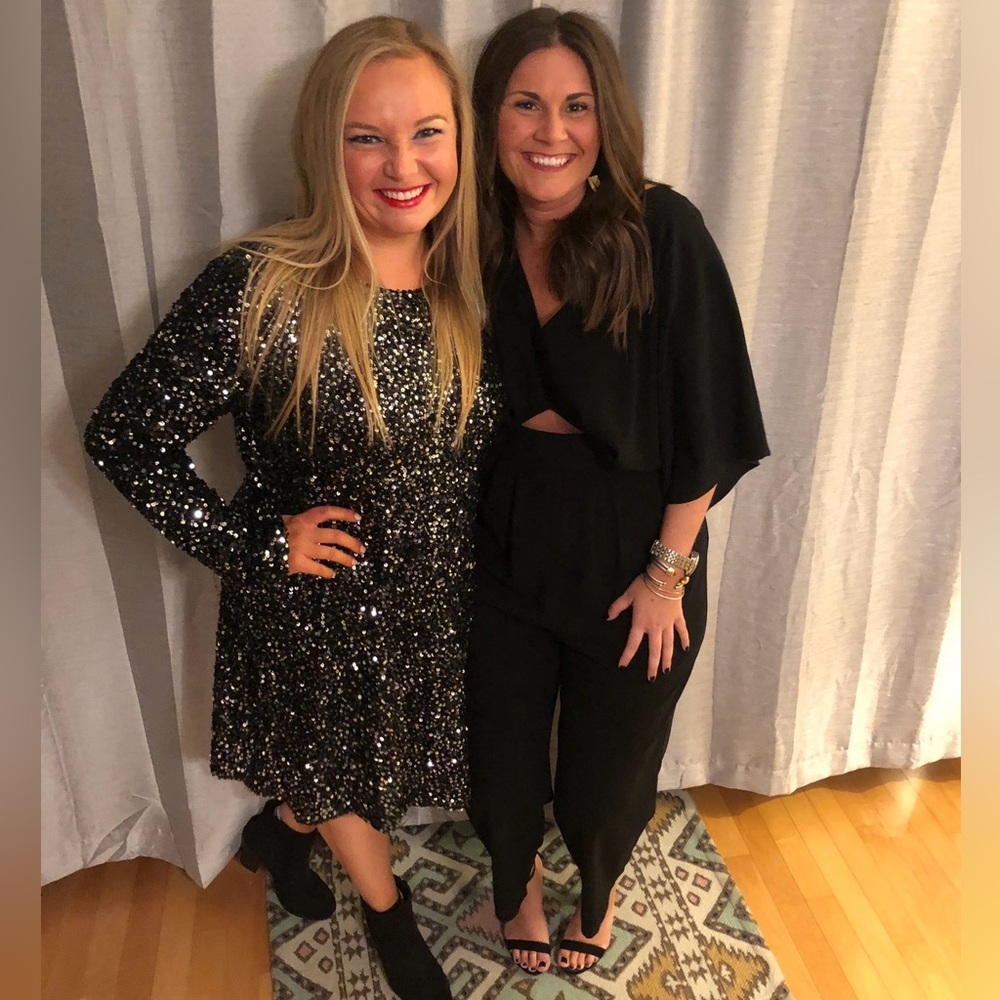 ASOS Black Sequin Long-Sleeve Jumpsuit/Romper